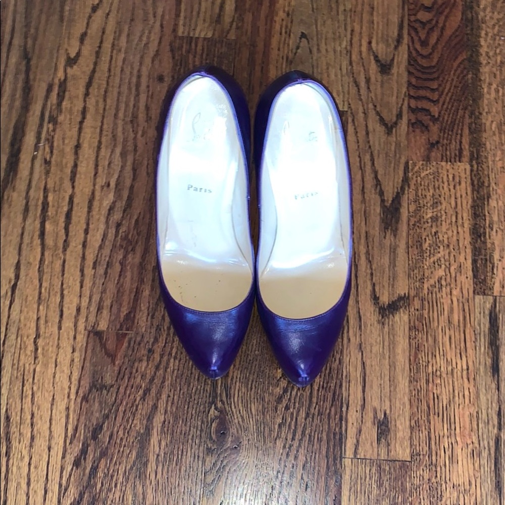 Purple zipper Louboutin heels
